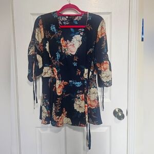 Floral Women's Wrap Top
